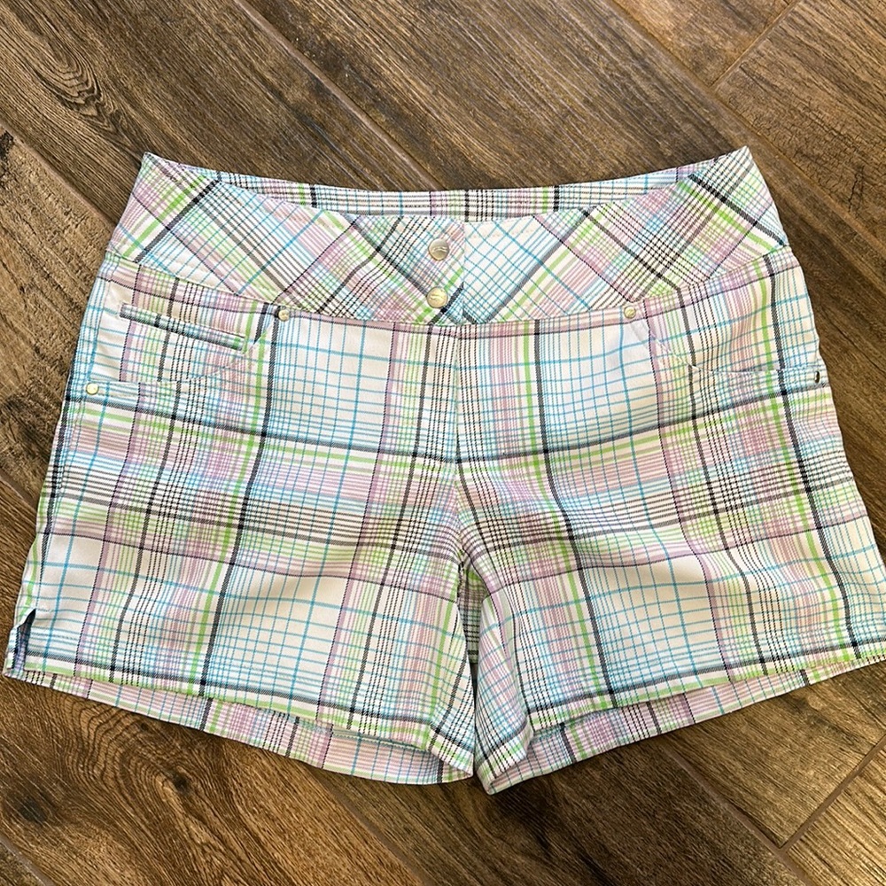 Plaid golf shorts